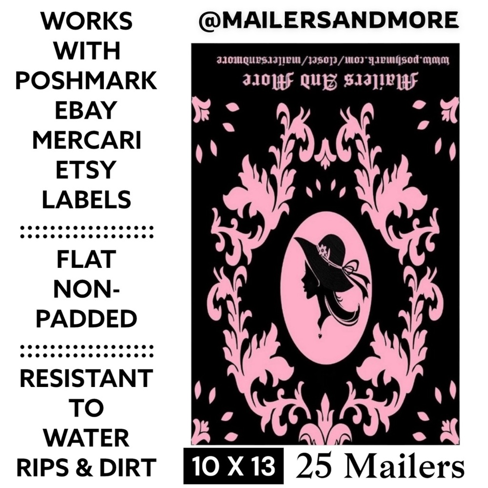 25 10X13 Poly Mailers Pink Vintage Lady Envelopes PRICE IS FIRM - Picture 3 of 12